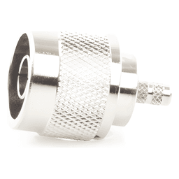 Conector RF N Macho / Anillo Plegable / Cuerpo Bronce Niquelado / Contacto Oro / Aislante Teflón / Cables RG-58/U, RG-142/U, LMR-195
