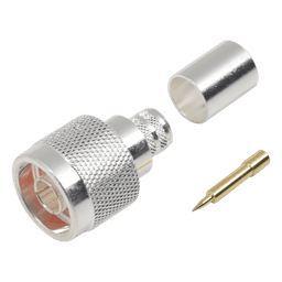 Conector N Macho / Anillo plegable / LMR-400, 9913, CNT-400, RG8/U-SYS, RFLASH-1113, 8214 / Cuerpo bronce plateado / Contacto oro
