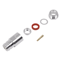 Conector Coaxial N Hembra / Rosca / Para Cables LMR-400 y RG8/U / Cuerpo Bronce Plateado / Contacto Oro / Aislante Teflón