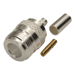 Conector Coaxial N Hembra / Anillo Plegable / Cables LMR-240, RG-8/X, 9258 / Bronce Niquelado / Contacto Oro / Aislante Teflón