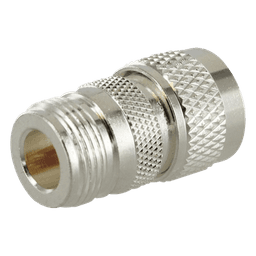 Adaptador RF en Línea / Conector N Hembra a UHF Macho (PL-259) / Cuerpo Bronce Plateado / Contacto Oro / Aislante Teflón