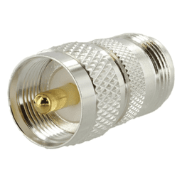 Adaptador RF en Línea / Conector N Hembra a UHF Macho (PL-259) / Cuerpo Bronce Plateado / Contacto Oro / Aislante Teflón