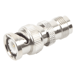 Adaptador RF Coaxial / TNC Hembra a BNC Macho / Montaje en Línea / Cuerpo Bronce Niquelado / Contacto Oro / Aislante Teflón