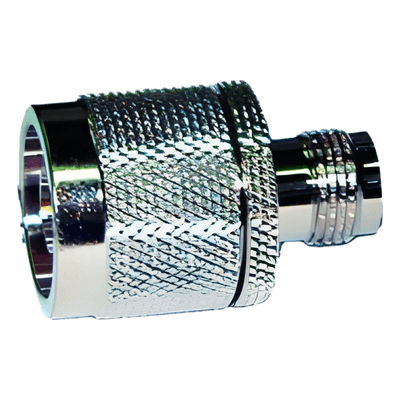 Adaptador RF en Línea / TNC Hembra a N Macho / Cuerpo Bronce Niquelado / Contacto Oro / Aislante Teflón
