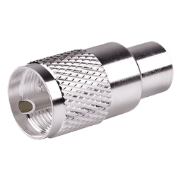 Conector Coaxial UHF Macho / PL-259 / Ensamble Roscado-Soldable / Para Cables RG-8/U, RG-213, RG-214, LMR-400, Belden 9913 / Cuerpo Bronce Plateado / Concha Níquelada