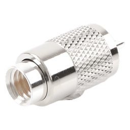 Conector Coaxial UHF Macho / PL-259 / Ensamble Roscado-Soldable / Para Cables RG-8/U, RG-213, RG-214, LMR-400, Belden 9913 / Cuerpo Bronce Plateado / Concha Níquelada