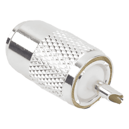 Conector UHF Macho / Compatibilidad RG-8/U y Derivados / Aislante de Teflón / Cuerpo de Bronce Plateado / Rosca Especial