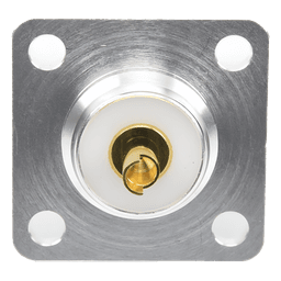 Conector RF Hembra / UHF SO-239 / Montaje Chasis 4 Hoyos / Terminal Soldable / Aislante Teflón