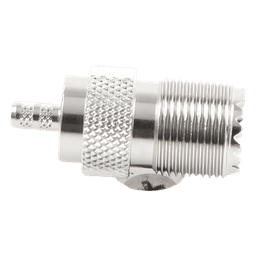 Conector UHF Hembra / SO-239 / Anillo Plegable / Cable RG-58/U y RG-142/U / Níquel y Plata / Delrin