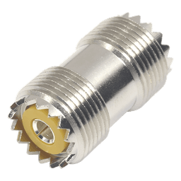 Adaptador Coaxial Barril / UHF Hembra SO-239 a UHF Hembra SO-239 / Montaje en Línea / Cuerpo Bronce Niquelado / Contacto Plateado