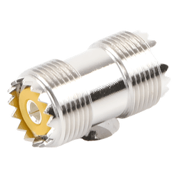 Adaptador Coaxial Barril / UHF Hembra SO-239 a UHF Hembra SO-239 / Montaje en Línea / Cuerpo Bronce Niquelado / Contacto Plateado