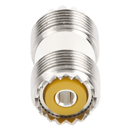 Adaptador Coaxial Barril / UHF Hembra SO-239 a UHF Hembra SO-239 / Montaje en Línea / Cuerpo Bronce Niquelado / Contacto Plateado