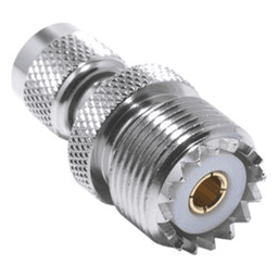 Adaptador Coaxial en Línea / Mini UHF Macho a UHF Hembra (SO-239) / Cuerpo Níquel / Contacto Oro / Aislante Teflón