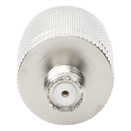 Adaptador Coaxial en Línea / Mini UHF Hembra a N Macho / Cuerpo Bronce Niquelado / Contacto Oro / Aislante Teflón