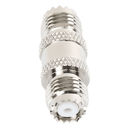 Adaptador Barril RF / Mini-UHF Hembra a Mini-UHF Hembra / Montaje en Línea / Cuerpo Bronce Niquelado / Contacto Oro / Aislante Teflón