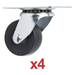 Kit de Ruedas Locas para Racks / 2.5 in (6.35 cm) / Carga 125 lb por Rueda / Base 3 7/8 x 2 3/4 in (9.8 x 7 cm) / Altura 3.25 in (8.25 cm)