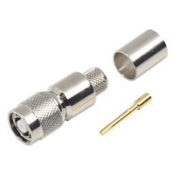 Conector Coaxial TNC Macho Inverso / Anillo Plegable / Compatibilidad RG-8/U, LMR-400, CNT-400 / Cuerpo Bronce Niquelado / Contacto Oro / Aislante Teflón