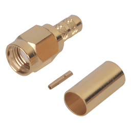 Conector SMA Macho Inverso / Anillo Plegable / Bronce-Oro / Teflón / RG-142/U