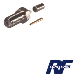 Conector Coaxial SMA Hembra / Anillo Plegable / Para Cable RG-58/U / Cuerpo Bronce Niquelado / Contacto Oro / Aislante Teflón