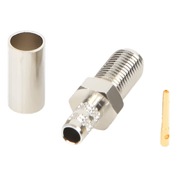 Conector Coaxial SMA Hembra / Anillo Plegable / Para Cable RG-58/U / Cuerpo Bronce Niquelado / Contacto Oro / Aislante Teflón