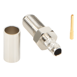 Conector Coaxial SMA Hembra / Anillo Plegable / Para Cable RG-58/U / Cuerpo Bronce Niquelado / Contacto Oro / Aislante Teflón