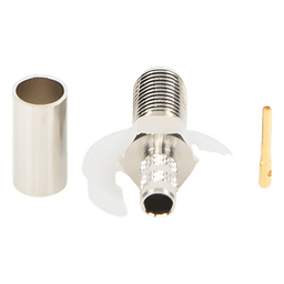 Conector Coaxial SMA Hembra / Anillo Plegable / Para Cable RG-58/U / Cuerpo Bronce Niquelado / Contacto Oro / Aislante Teflón