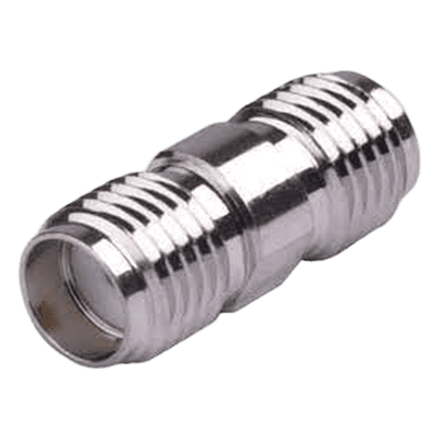 Adaptador Barril RF / Conector SMA Hembra a SMA Hembra / Montaje en Línea / Cuerpo Bronce Niquelado / Contacto Oro / Aislante Teflón