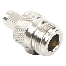Adaptador RF Coaxial / SMA Macho a N Hembra / En Línea / Cuerpo Bronce Niquelado / Contacto Oro / Aislante Teflón