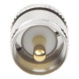 Adaptador RF en Línea / SMA Hembra a UHF Macho (PL-259) / Cuerpo Bronce Niquelado / Contacto Oro / Aislante Teflón