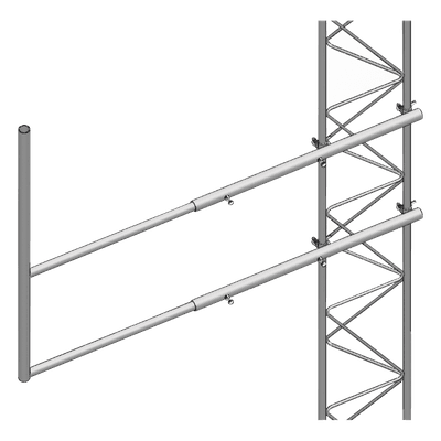 Brazo de Montaje Tipo F / Acero ASTM A36 / Galvanizado por Inmersión en Caliente / Largo 1 m (3.3 ft) / Peso 7.45 kg / Compatible con Tramo STZ-45G
