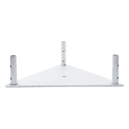 Base Triangular para Torre / Placa Acero 1/4' / Niple 3/4' Galvanizado / Peso 6 kg / Compatible STZ45