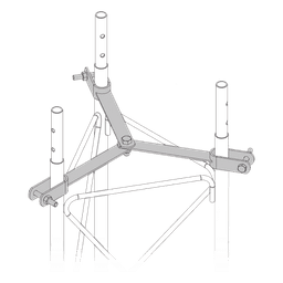 Brida de Sujeción para Retenida / Tipo Delta con Apoyo Central / Acero ASTM-36 / Galvanizado Electrolítico / Tornillería Grado 5 / Compatible con Tramos STZ30
