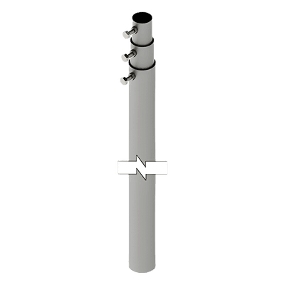 Mástil Telescópico / 9 m (29.5 ft) / 3 Secciones / Carga 6 kg / Antenas hasta 25 cm / Galvanizado Calibre 20