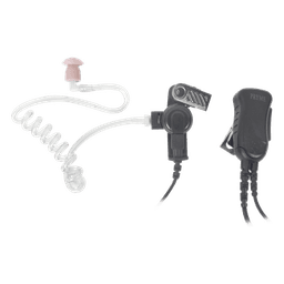 Micrófono de Solapa con Audífono Discreto / Tubo Acústico Transparente / PTT Integrado / Cable Uso Rudo / Compatible Motorola y HYT