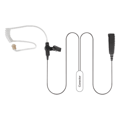 Micrófono Audífono de 2 Cables / Tubo Acústico Transparente / PTT Integrado / Cable Uso Rudo / Compatible Motorola EX/GP y HYT TC/PT Series