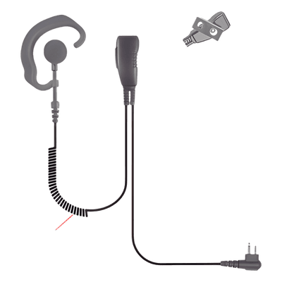Micrófono de Solapa con PTT / Audífono Tipo Gancho / Cable Espiralado 2.5' (63.5 mm) / Reducción de Ruido / Compatible Motorola e HYT