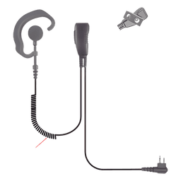 Micrófono de Solapa con PTT / Audífono Tipo Gancho / Cable Espiralado 2.5' (63.5 mm) / Reducción de Ruido / Compatible Motorola e HYT