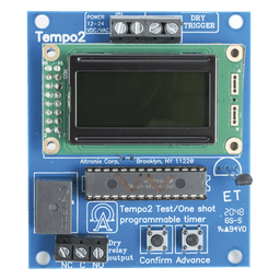 Temporizador de dos etapas / 12-24 VCA/VCC / Salida contacto seco 120 VCA/28 VCC / Retardo hasta 24 horas / LCD programable