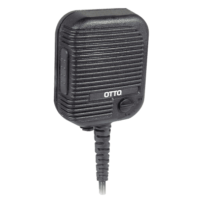 Micrófono-Bocina para Radio Portátil / Control de Volumen / PTT 1 Millón de Ciclos / Jack 2.5 mm / Cable Espiral 40 lb / Clip 360° / MIL-STD-810