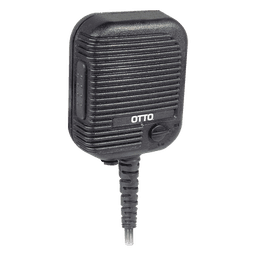 Micrófono-Bocina para Radio Portátil / Control de Volumen / PTT 1 Millón de Ciclos / Jack 2.5 mm / Cable Espiral 40 lb / Clip 360° / MIL-STD-810