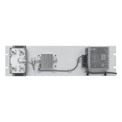 Multiacoplador / 300-400 MHz / 4 Salidas N Hembra / 0-18 dB Ganancia / Rack 19' / 100-240 VCA o 12-24 VCC