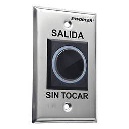 Botón de Salida sin Contacto / Sensor IR Ajustable 6 a 20 cm / LED Bicolor / Relé 0.5 a 30 s / 12-24 VCA/VCC / UL 294