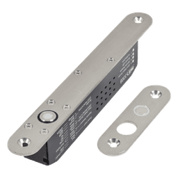 Cerradura de Perno Eléctrica / Diseño Estrecho para Perfiles Delgados / Temporizador 10 s / Buzzer y LED Bicolor / 12-24 VDC / Sensor de Estado de Puerta