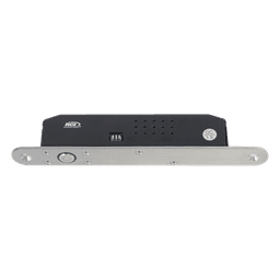 Cerradura de Perno Eléctrica / Diseño Estrecho para Perfiles Delgados / Temporizador 10 s / Buzzer y LED Bicolor / 12-24 VDC / Sensor de Estado de Puerta