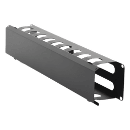 Organizador de Cables Horizontal / 2U para Rack 19" / Capacidad 125 Cables Cat5 / Cubierta Metálica / Acero con Pintura Electrostática