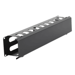 Organizador de Cables Horizontal / 2U para Rack 19" / Capacidad 125 Cables Cat5 / Cubierta Metálica / Acero con Pintura Electrostática