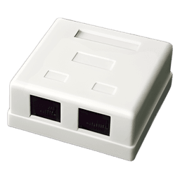 Caja de Pared / 2 Puertos / Cat5e / UTP / Superficial / T568A/T568B / 0 a 70°C