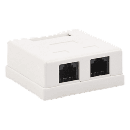 Caja de Pared / 2 Puertos / Cat5e / UTP / Superficial / T568A/T568B / 0 a 70°C