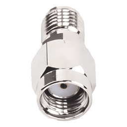 Adaptador RF en Línea / Conector SMA Macho Inverso a SMA Hembra / Cuerpo Bronce Niquelado / Contacto Oro / Aislante Teflón
