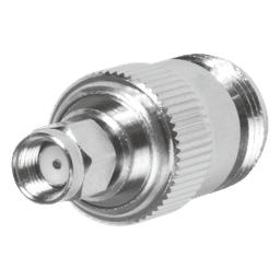 Adaptador Coaxial en Línea / SMA Macho Inverso a N Hembra / Frecuencia 18 GHz / Cuerpo Bronce Niquelado / Contacto Oro / Aislante Teflón